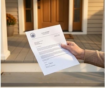 Homeowner receiving a city sidewalk repair notice